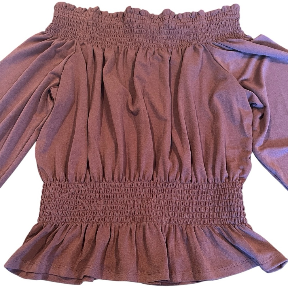 Express One Eleven Off the Shoulder Mauve Long Sleeve Top Size Md